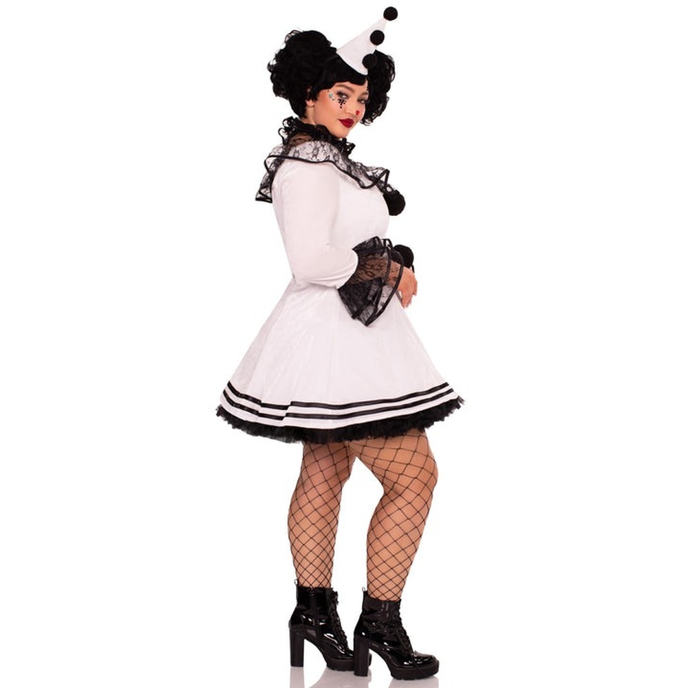 Leg Avenue - Plus Pierrot Clown Costume dress - White/Black